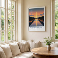 Washington DC Poster - District of Columbia Wall Art - Obelisk Pool Sunset Gift