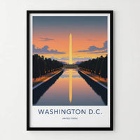 Washington DC Poster - District of Columbia Wall Art - Obelisk Pool Sunset Gift