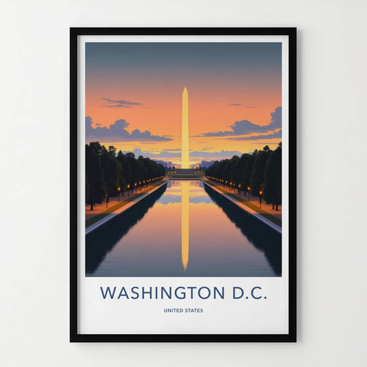 Washington DC Poster - District of Columbia Wall Art - Obelisk Pool Sunset Gift