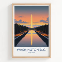 Washington DC Poster - District of Columbia Wall Art - Obelisk Pool Sunset Gift
