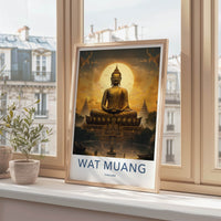 Wat Muang Poster - Thailand Travel Art - Golden Buddha Temple Home Decor