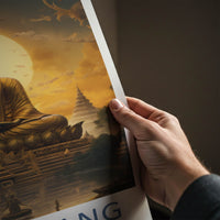 Wat Muang Poster - Thailand Travel Art - Golden Buddha Temple Home Decor