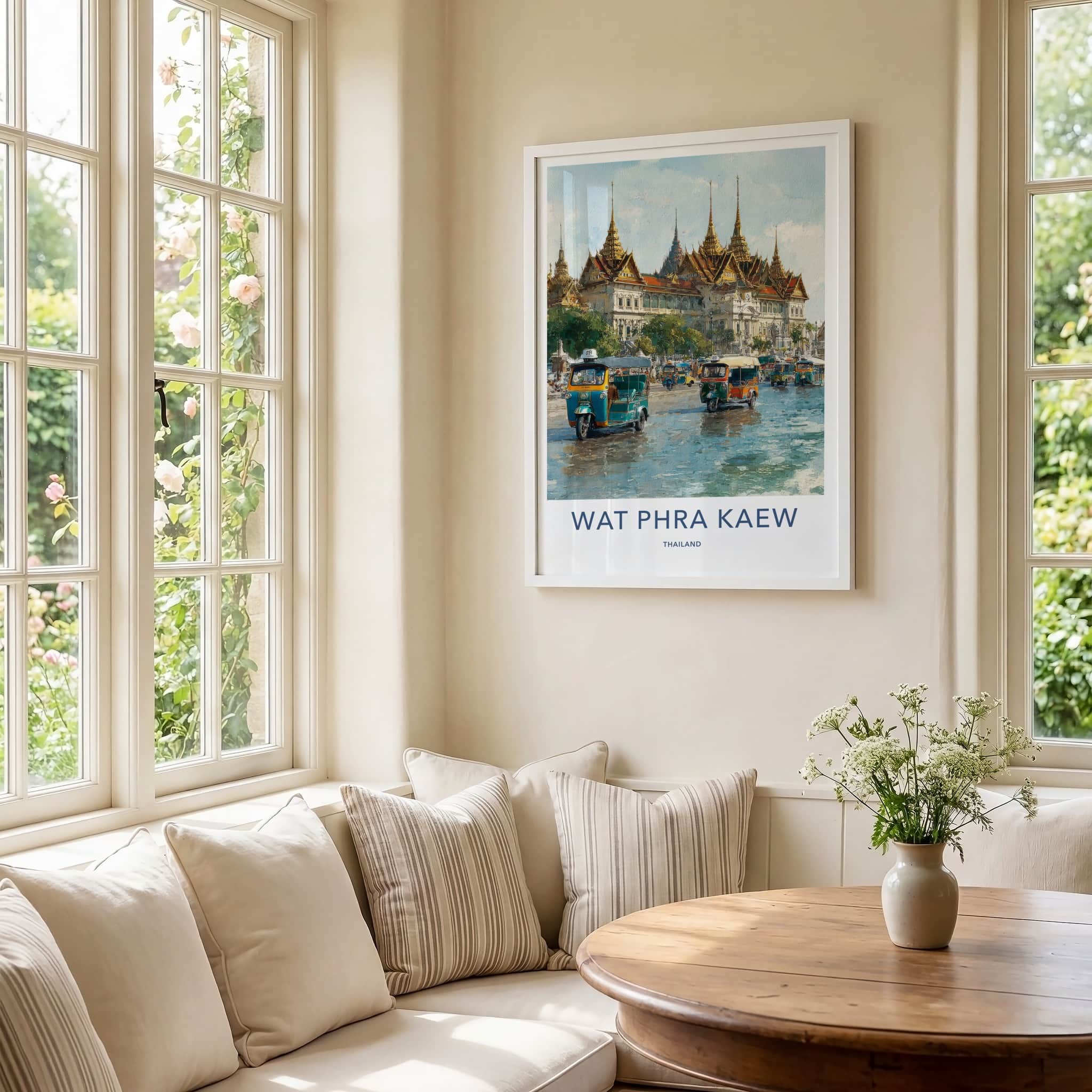 Wat Phra Kaew Poster - Thailand Travel Art - Golden Palace TukTuks Home Decor
