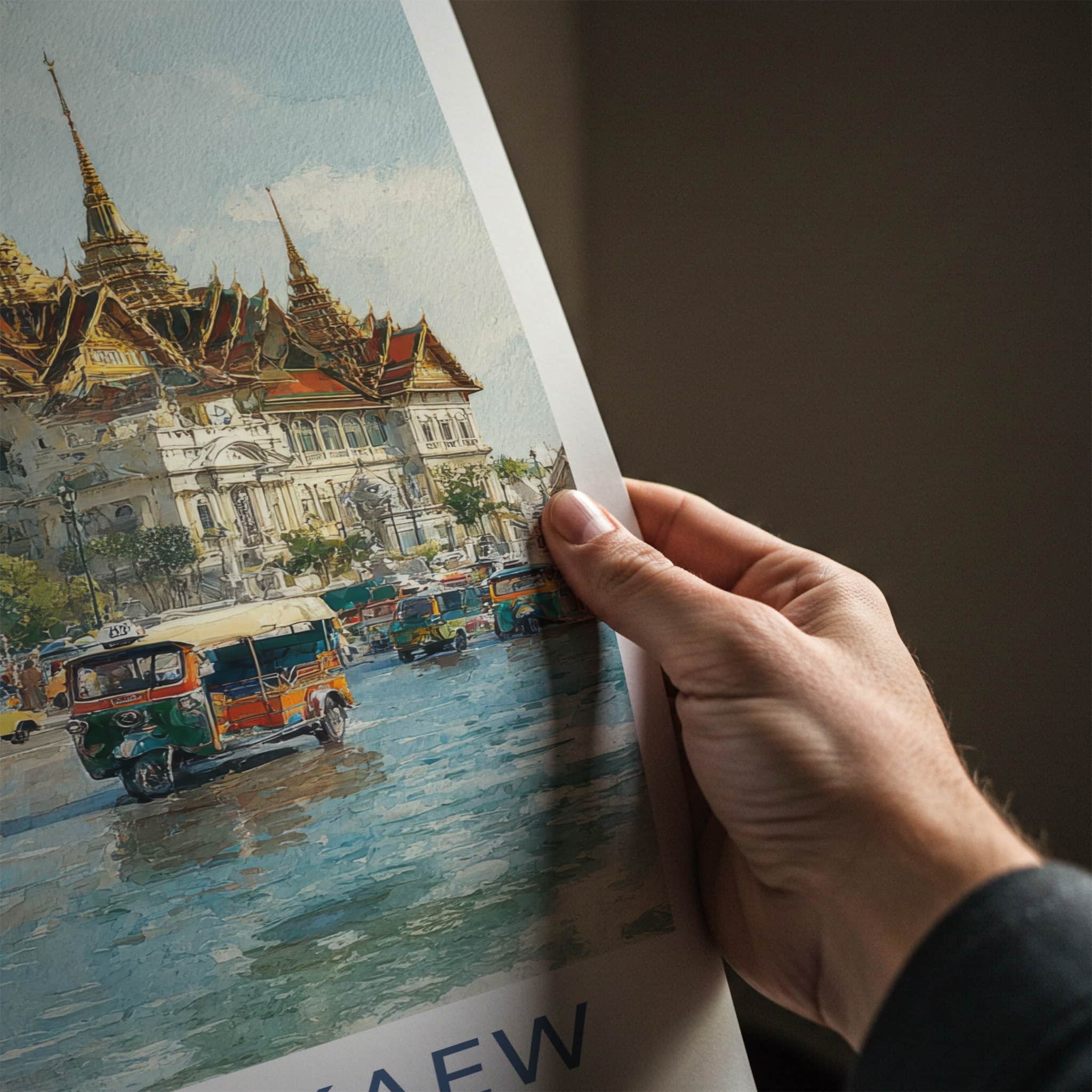 Wat Phra Kaew Poster - Thailand Travel Art - Golden Palace TukTuks Home Decor