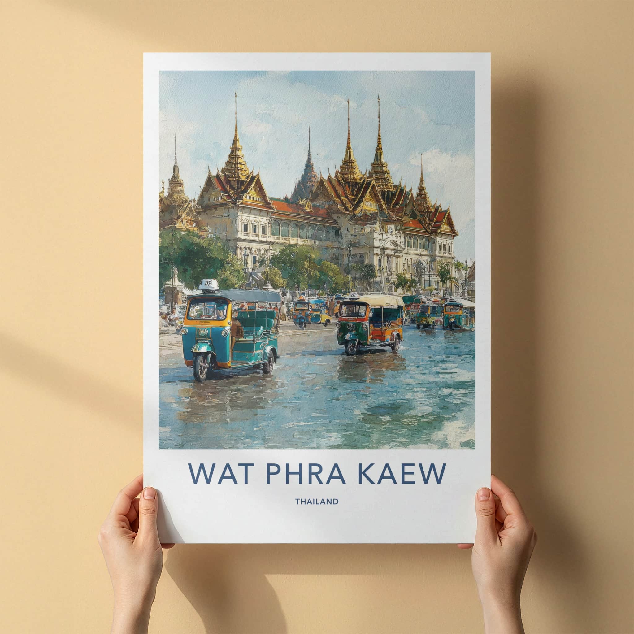 Wat Phra Kaew Poster - Thailand Travel Art - Golden Palace TukTuks Home Decor
