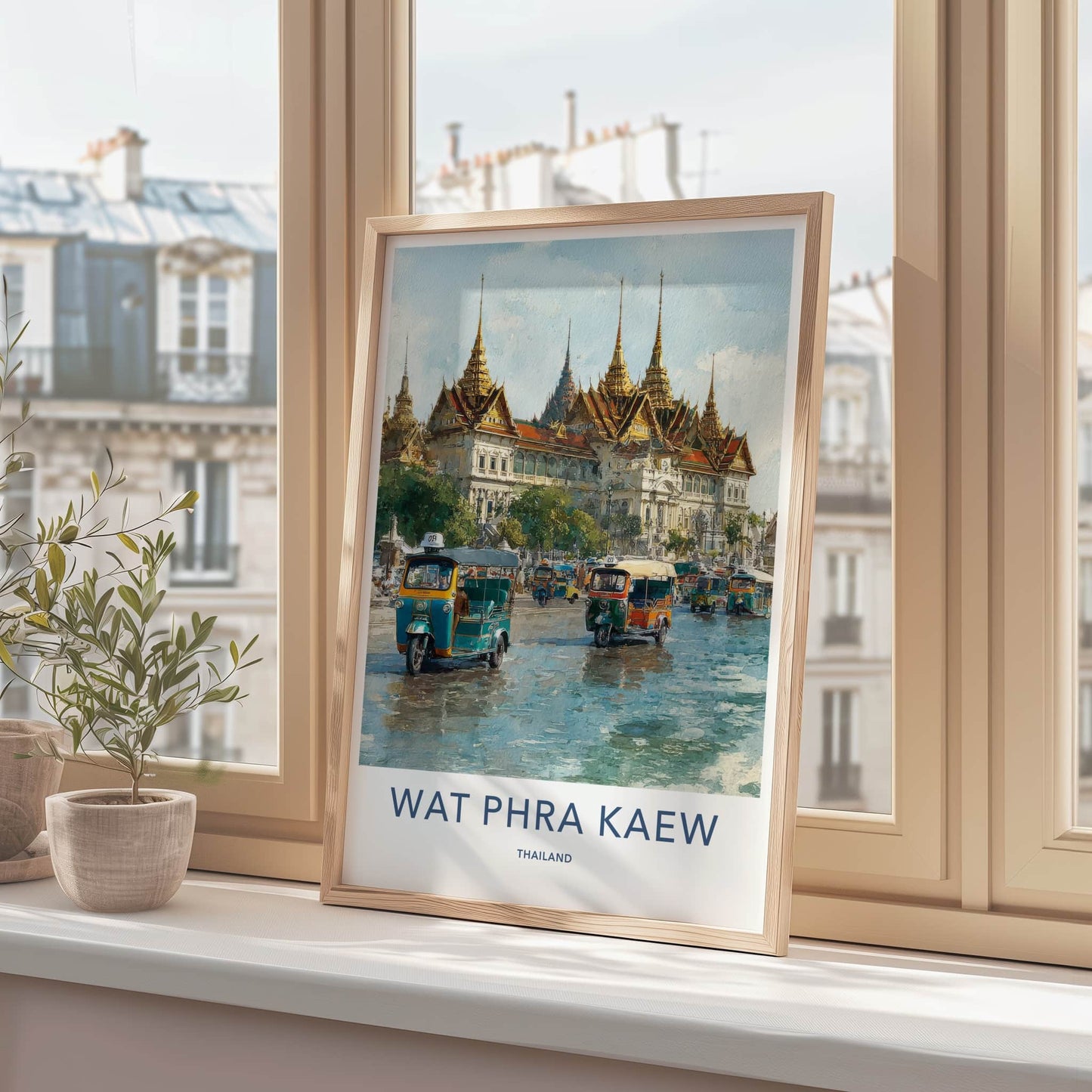 Wat Phra Kaew Poster - Thailand Travel Art - Golden Palace TukTuks Home Decor
