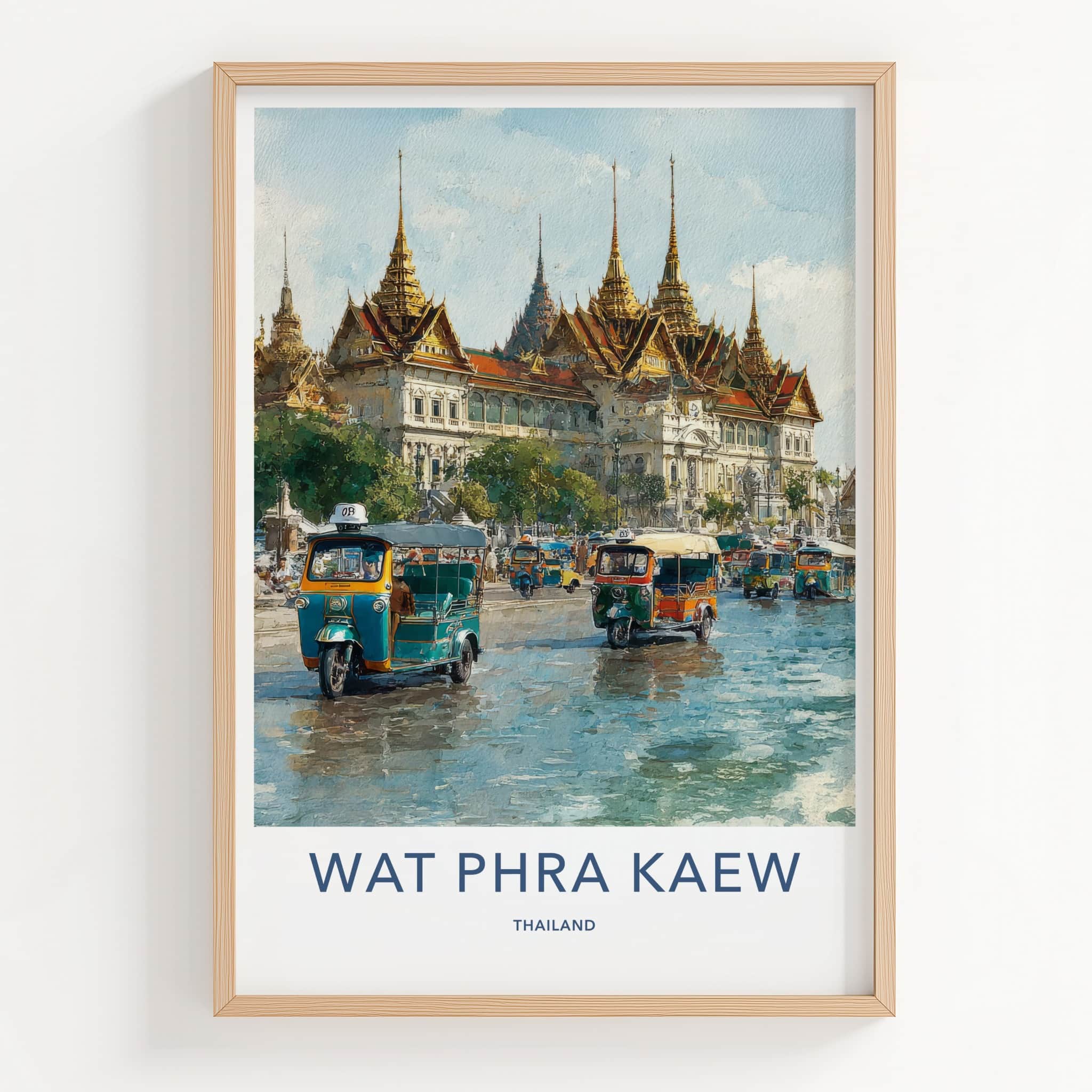 Wat Phra Kaew Poster - Thailand Travel Art - Golden Palace TukTuks Home Decor