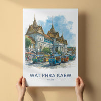 Wat Phra Kaew Poster - Thailand Travel Art - Golden Spire Tuk-Tuks Home Decor