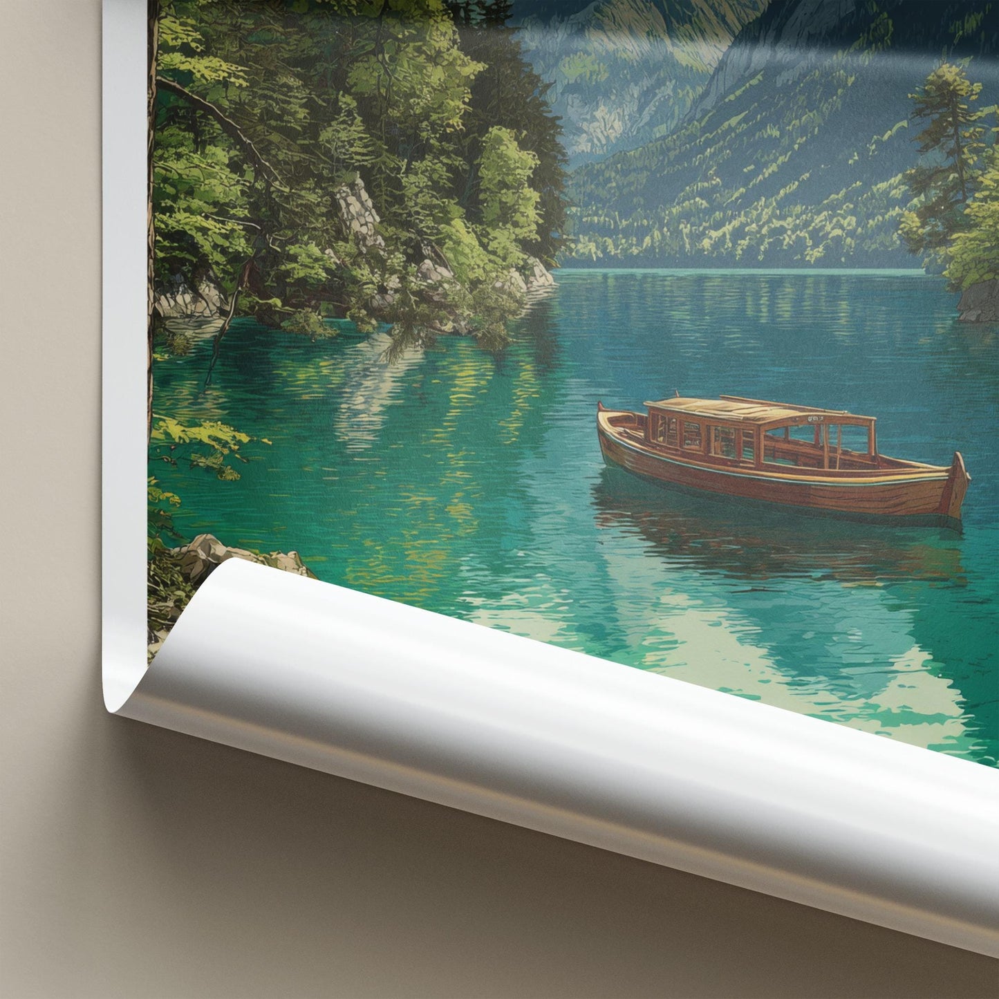 Watzmann Poster - Germany Travel Art - Alpine Lake Boat Home Decor