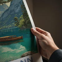 Watzmann Poster - Germany Travel Art - Alpine Lake Boat Home Decor