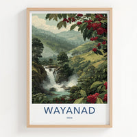 Wayanad Poster - India Art Print - Kerala Coffee Berry Waterfall Home Decor