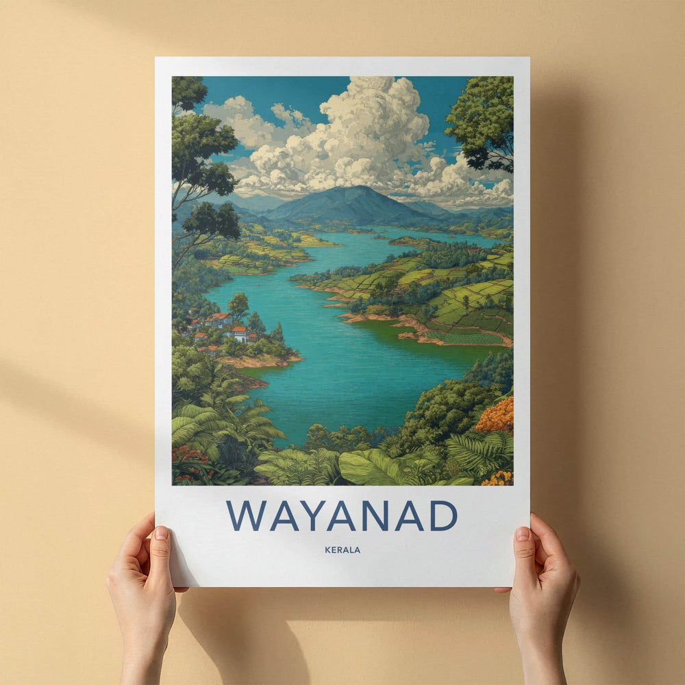 Wayanad Poster - India Travel Art - Kerala Lush Green Landscapes Home Decor