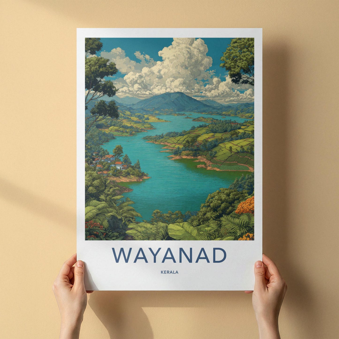 Wayanad Poster - India Travel Art - Kerala Lush Green Landscapes Home Decor