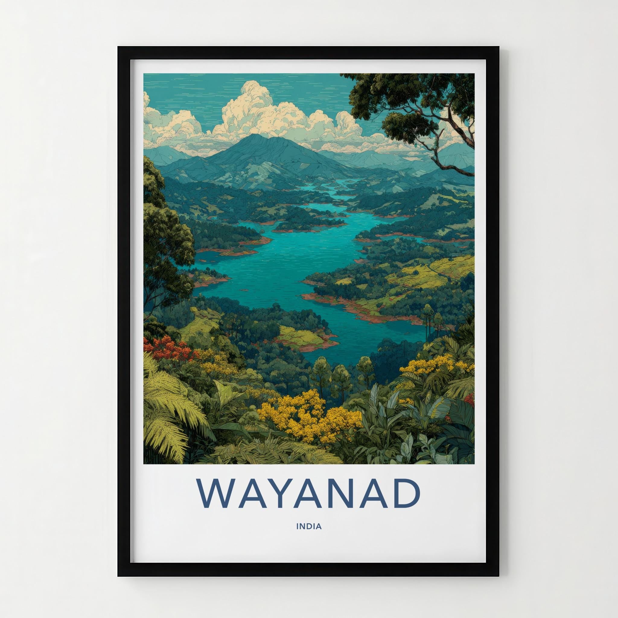 Wayanad Poster - India Wall Art - Kerala Tropical Forest Lake Home Decor