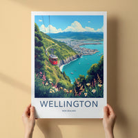 Wellington Poster - New Zealand Travel Art - Red Cable Car Home Decor