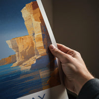 West Bay Poster - England Travel Art - Coastal Cliff Ocean Home Decor