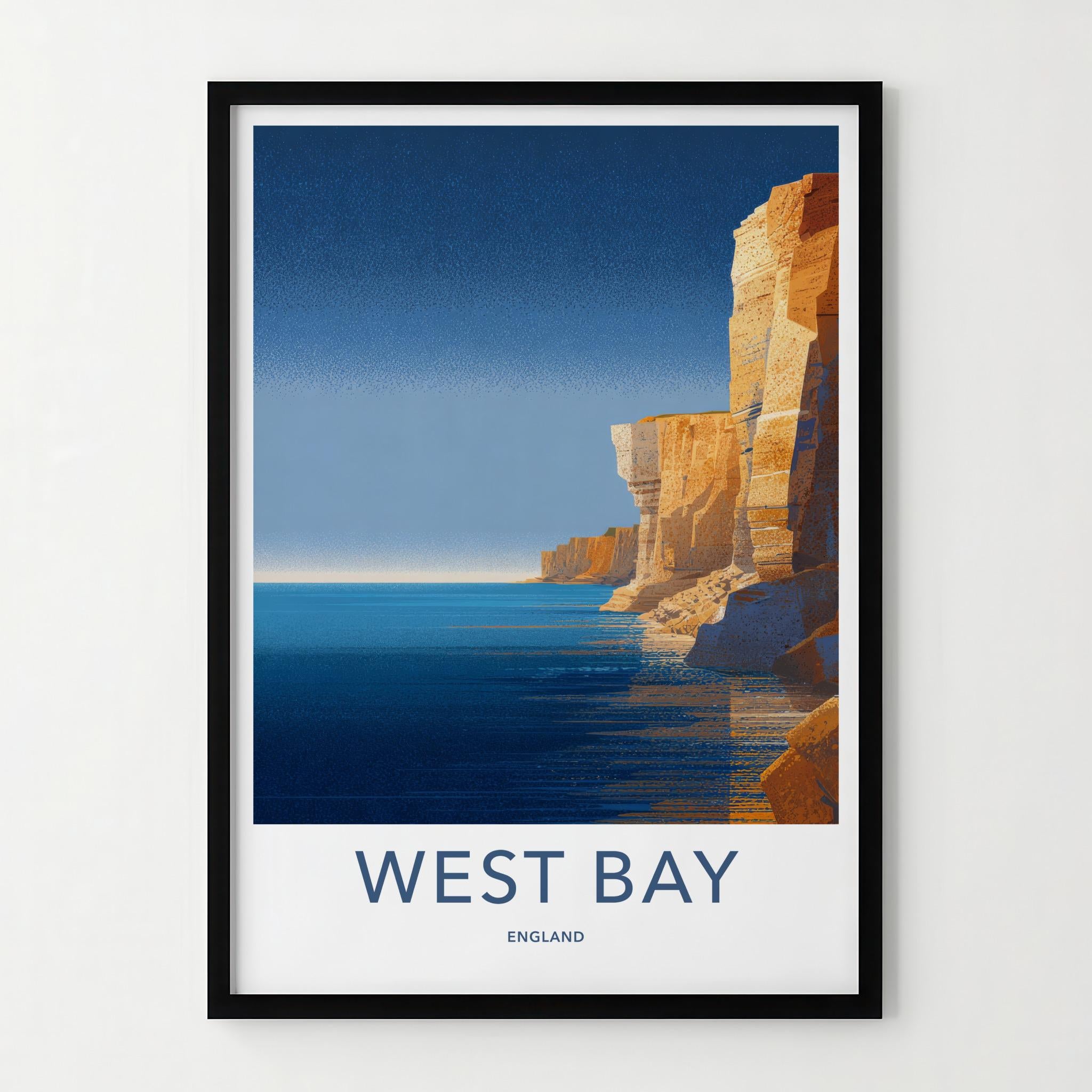 West Bay Poster - England Travel Art - Coastal Cliff Ocean Home Decor