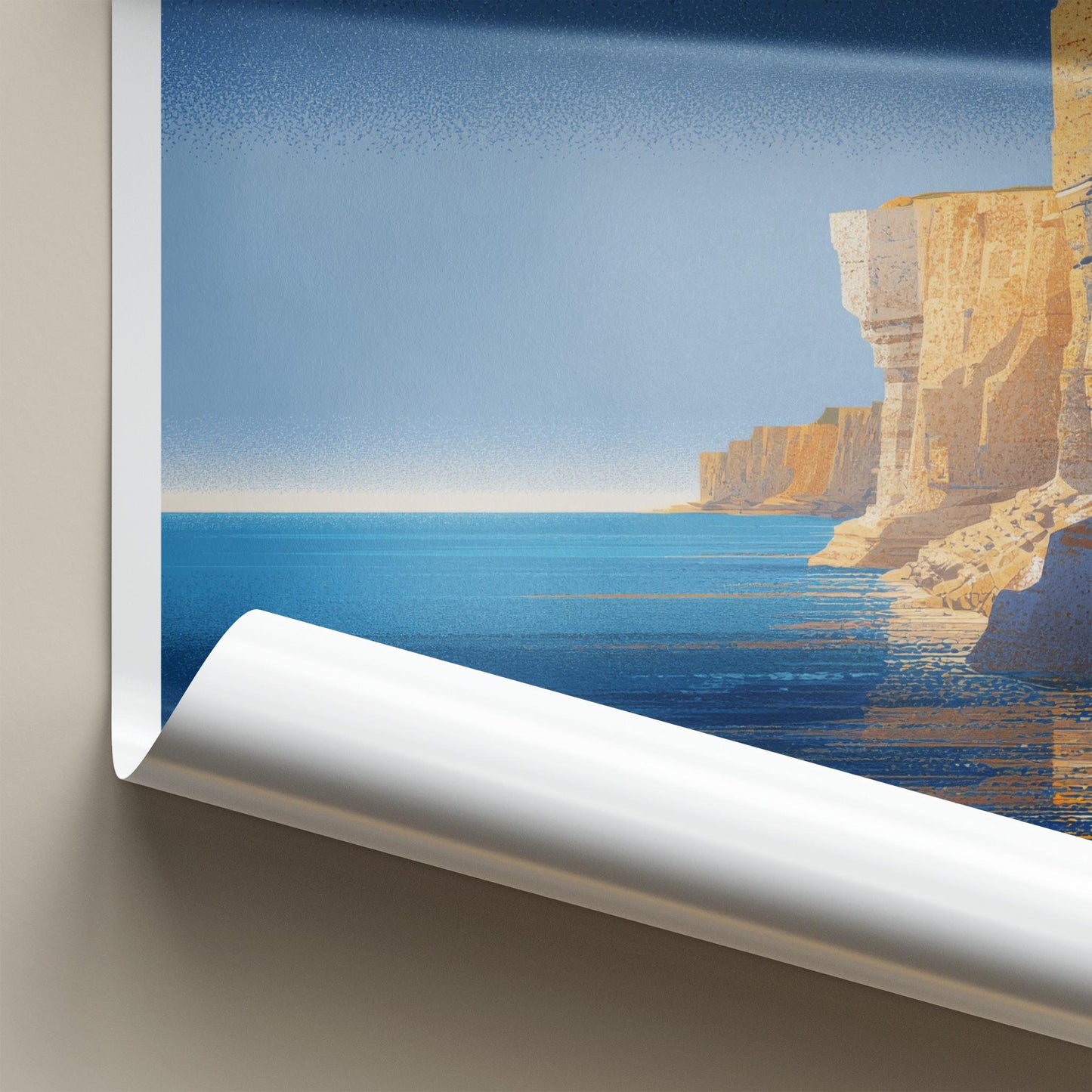 West Bay Poster - England Travel Art - Coastal Cliff Ocean Home Decor