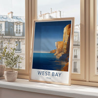 West Bay Poster - England Travel Art - Coastal Cliff Ocean Home Decor