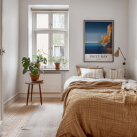 West Bay Poster - England Travel Art - Coastal Cliff Ocean Home Decor