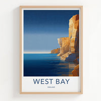 West Bay Poster - England Travel Art - Coastal Cliff Ocean Home Decor