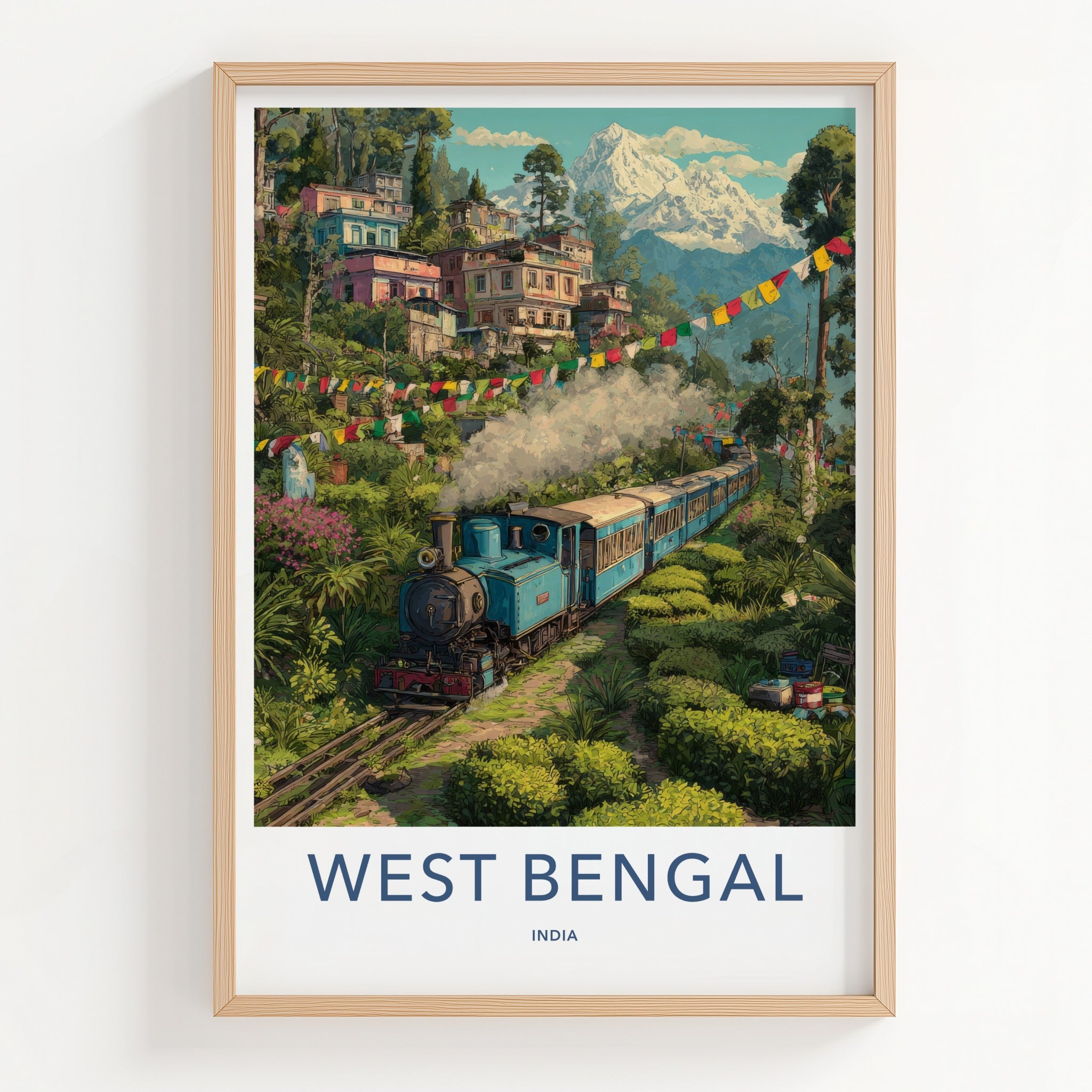 West Bengal Poster India Darjeeling Train Snowcapped Peak Home Decor
