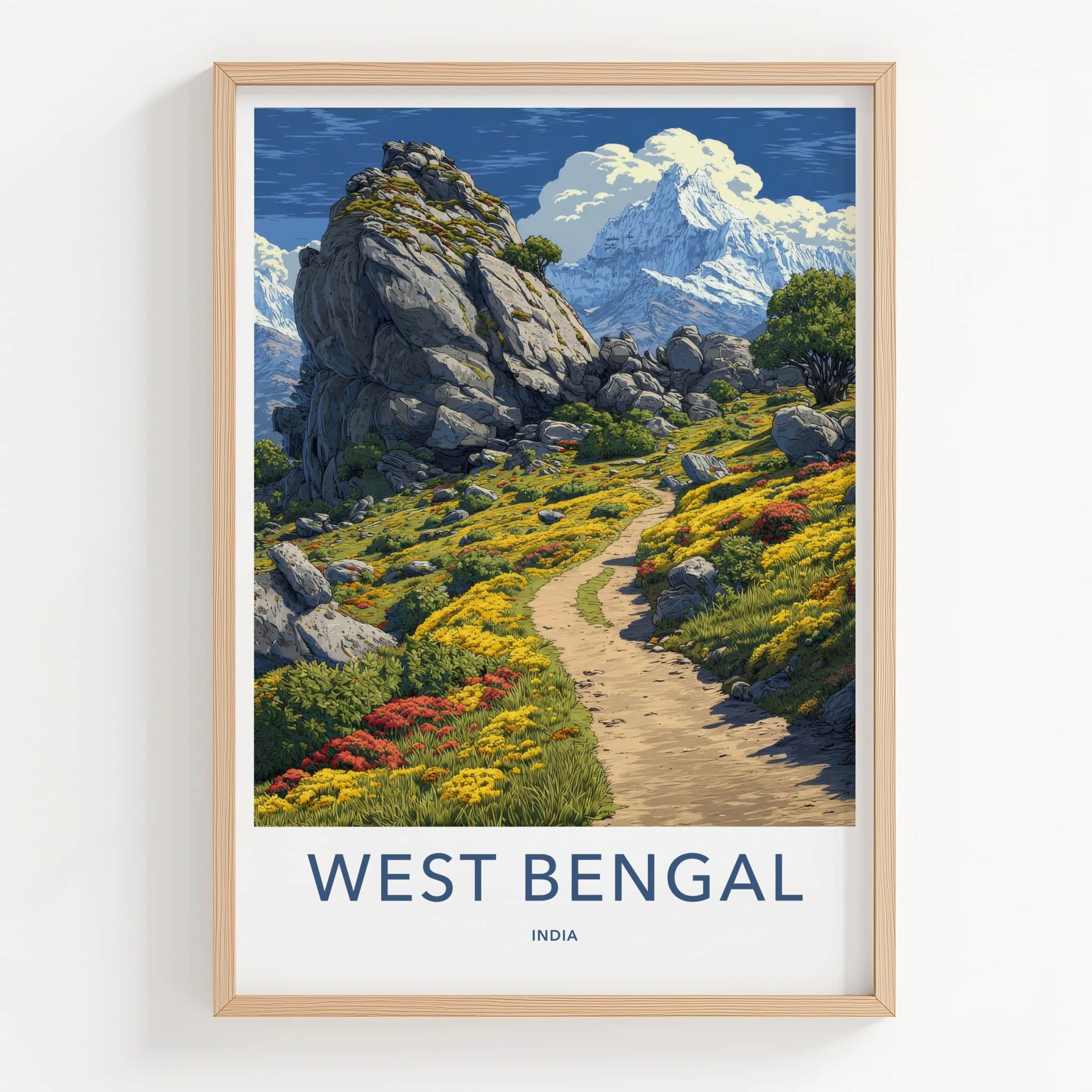 West Bengal Poster India Framed Art Rocky Mountain Path Home Decor