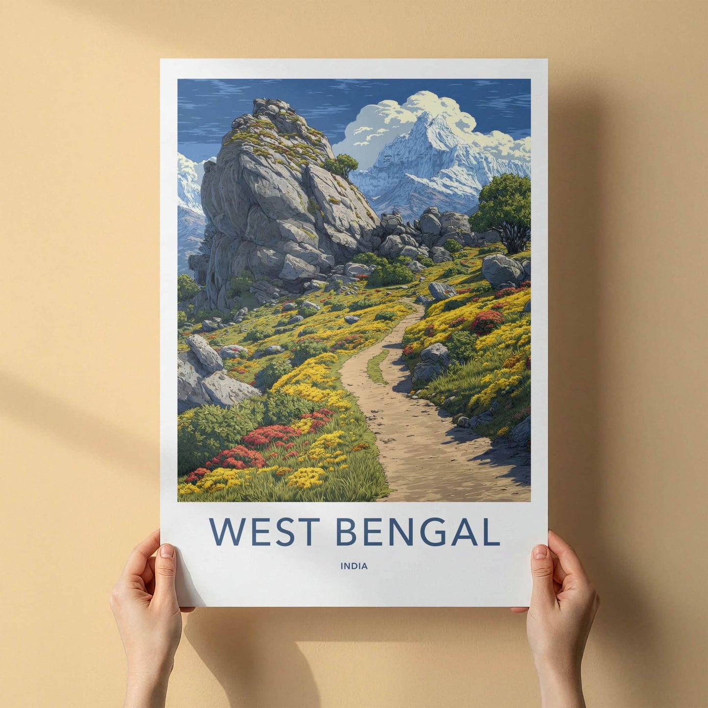 West Bengal Poster India Framed Art Rocky Mountain Path Home Decor