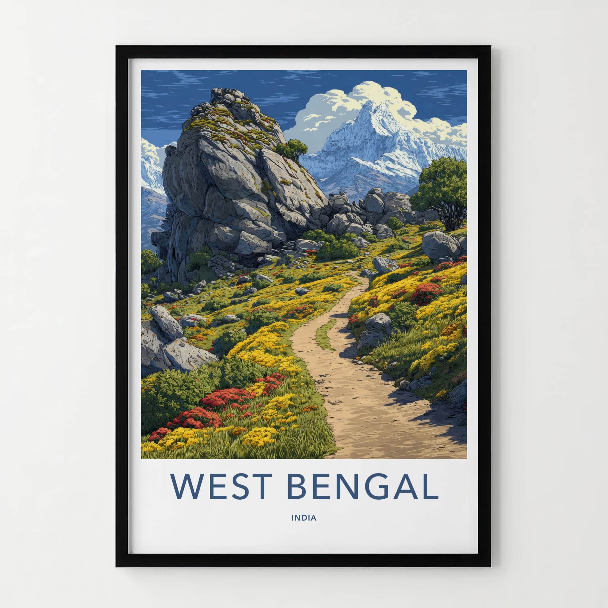 West Bengal Poster India Framed Art Rocky Mountain Path Home Decor
