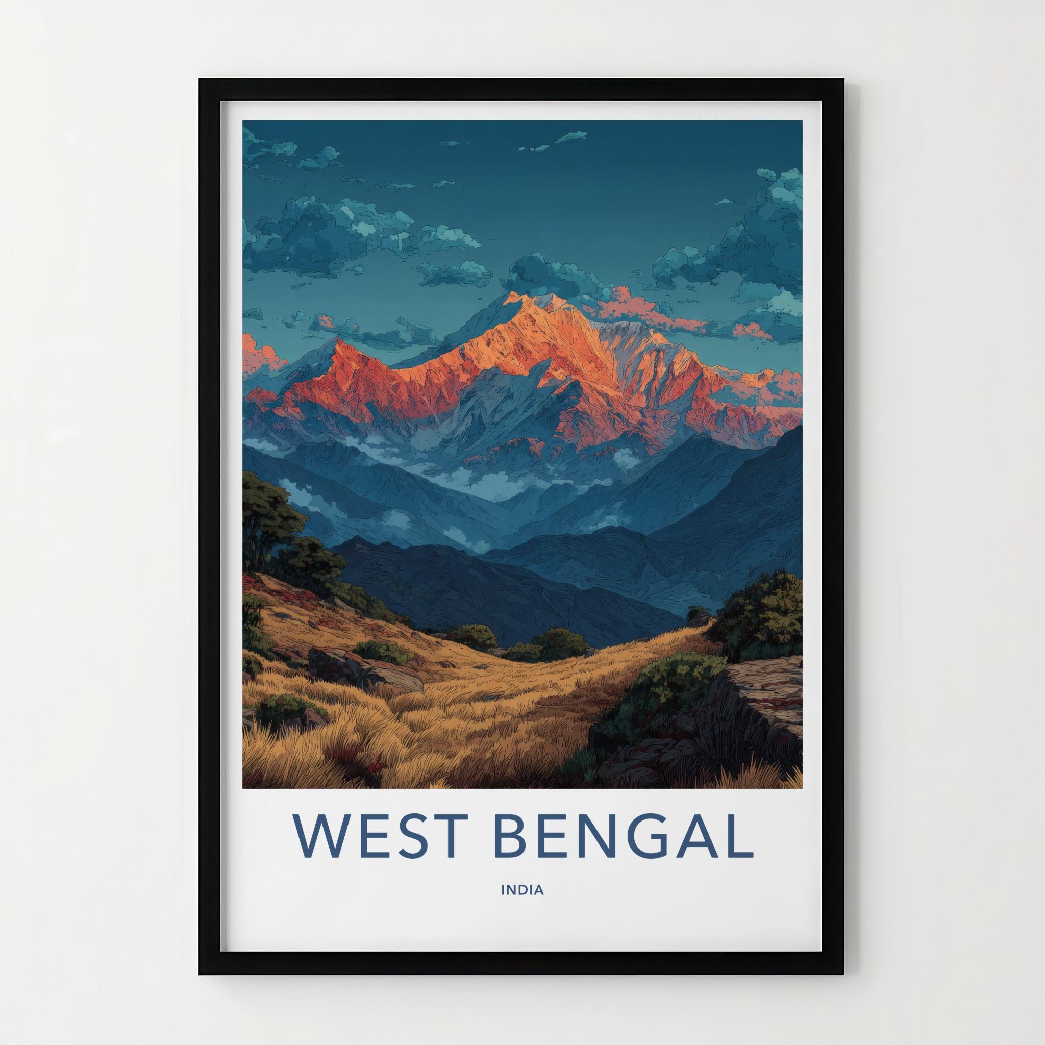 West Bengal Poster - India Wall Art - West Bengal Mountain Sunset Home Decor