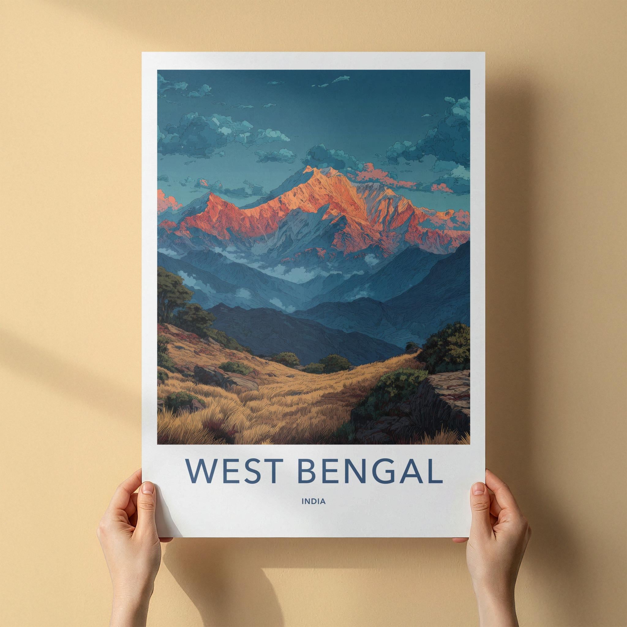 West Bengal Poster - India Wall Art - West Bengal Mountain Sunset Home Decor