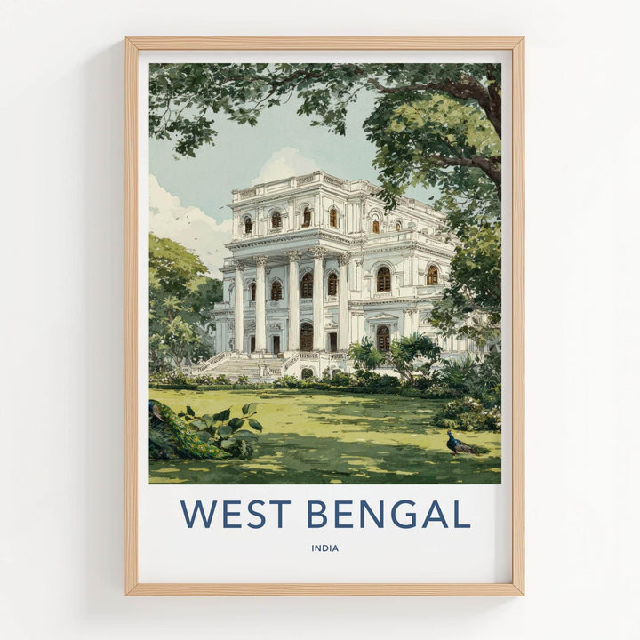 West Bengal Poster - India Wall Art - West Bengal Stately Mansion Peacocks Gift