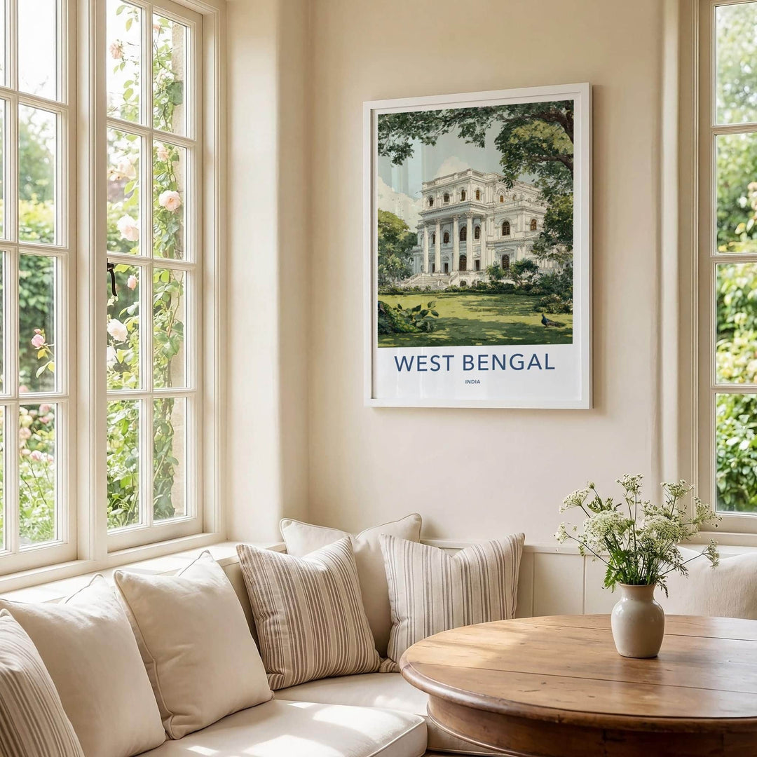 West Bengal Poster - India Wall Art - West Bengal Stately Mansion Peacocks Gift