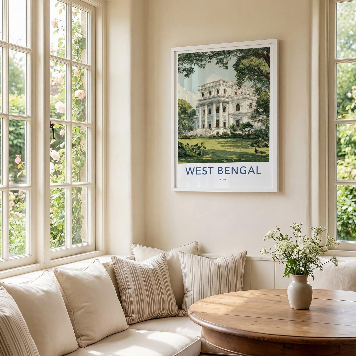 West Bengal Poster - India Wall Art - West Bengal Stately Mansion Peacocks Gift