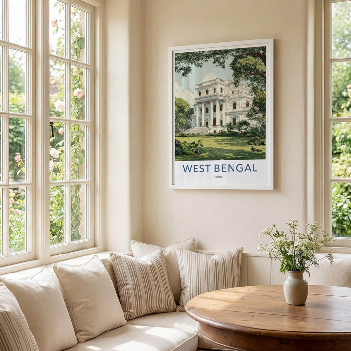 West Bengal Poster - India Wall Art - West Bengal Stately Mansion Peacocks Gift
