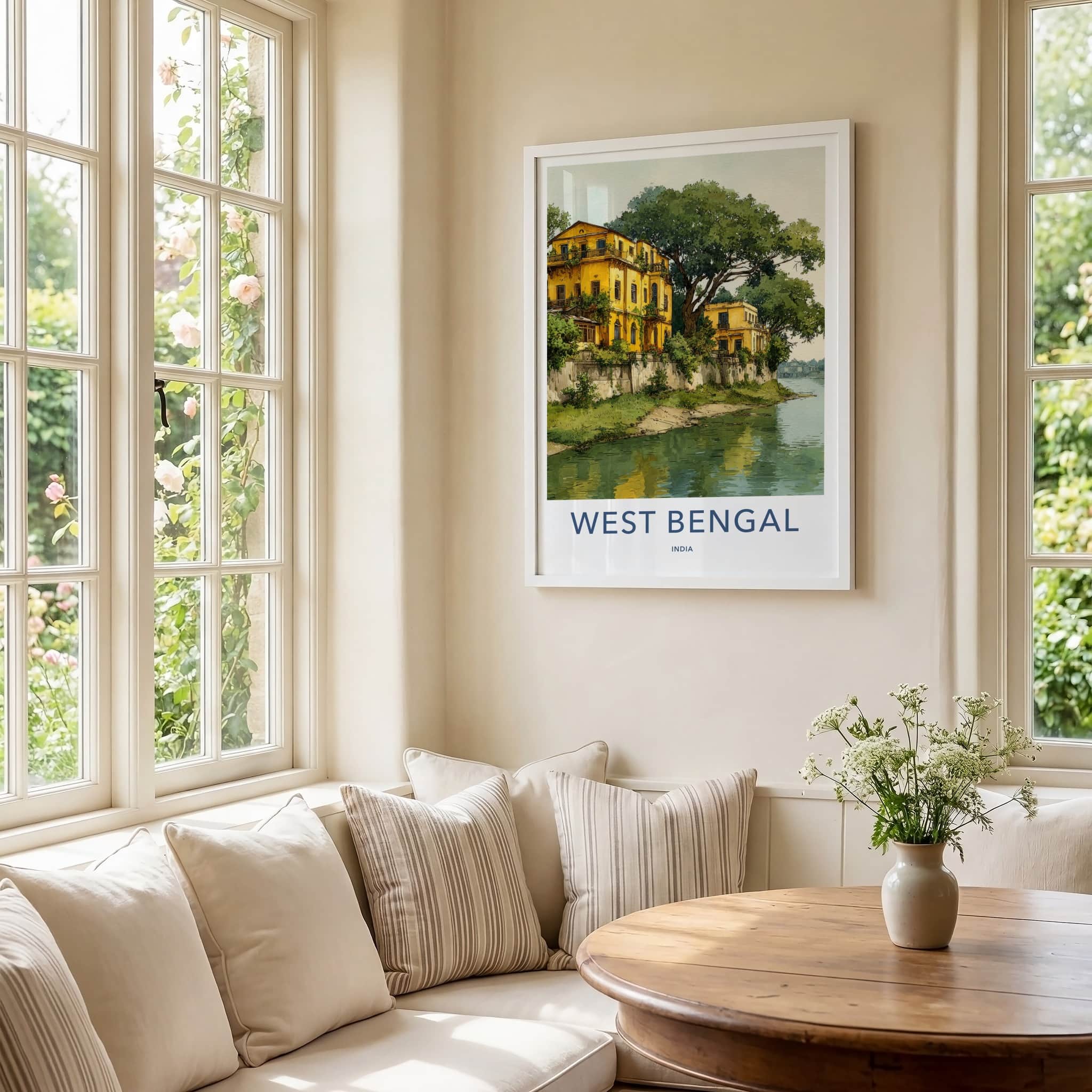West Bengal Poster India Yellow Riverside Buildings Wall Decor
