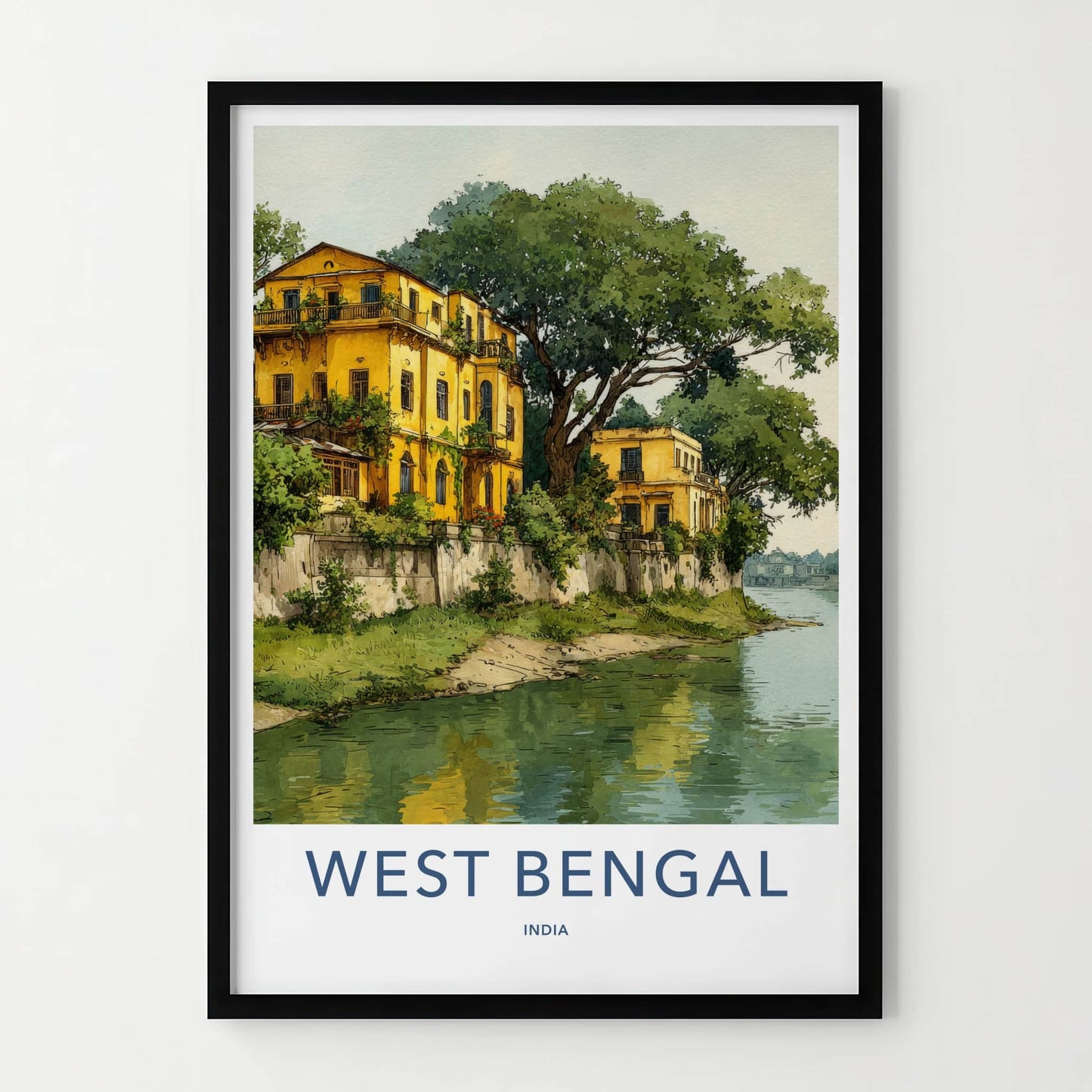 West Bengal Poster India Yellow Riverside Buildings Wall Decor