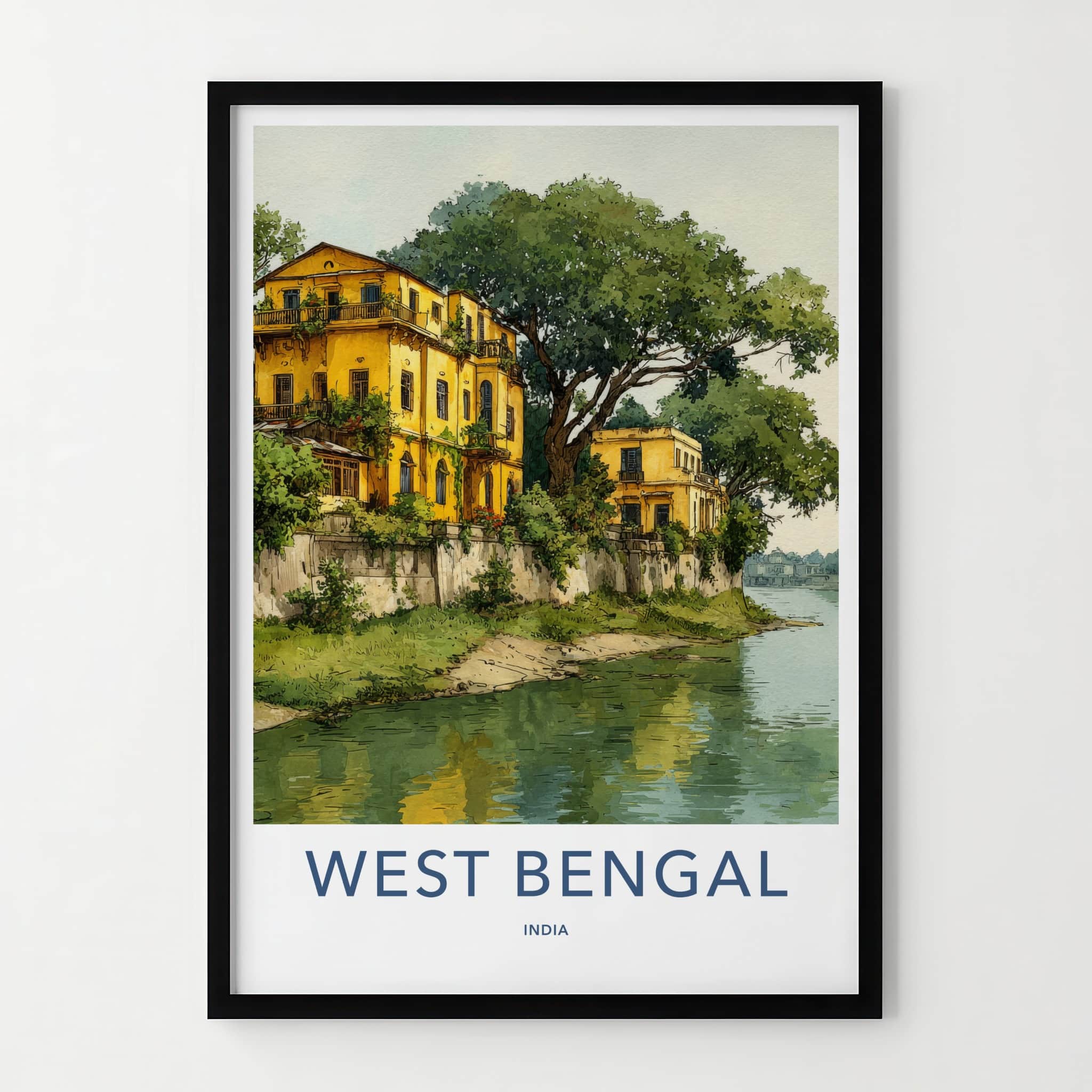 West Bengal Poster India Yellow Riverside Buildings Wall Decor