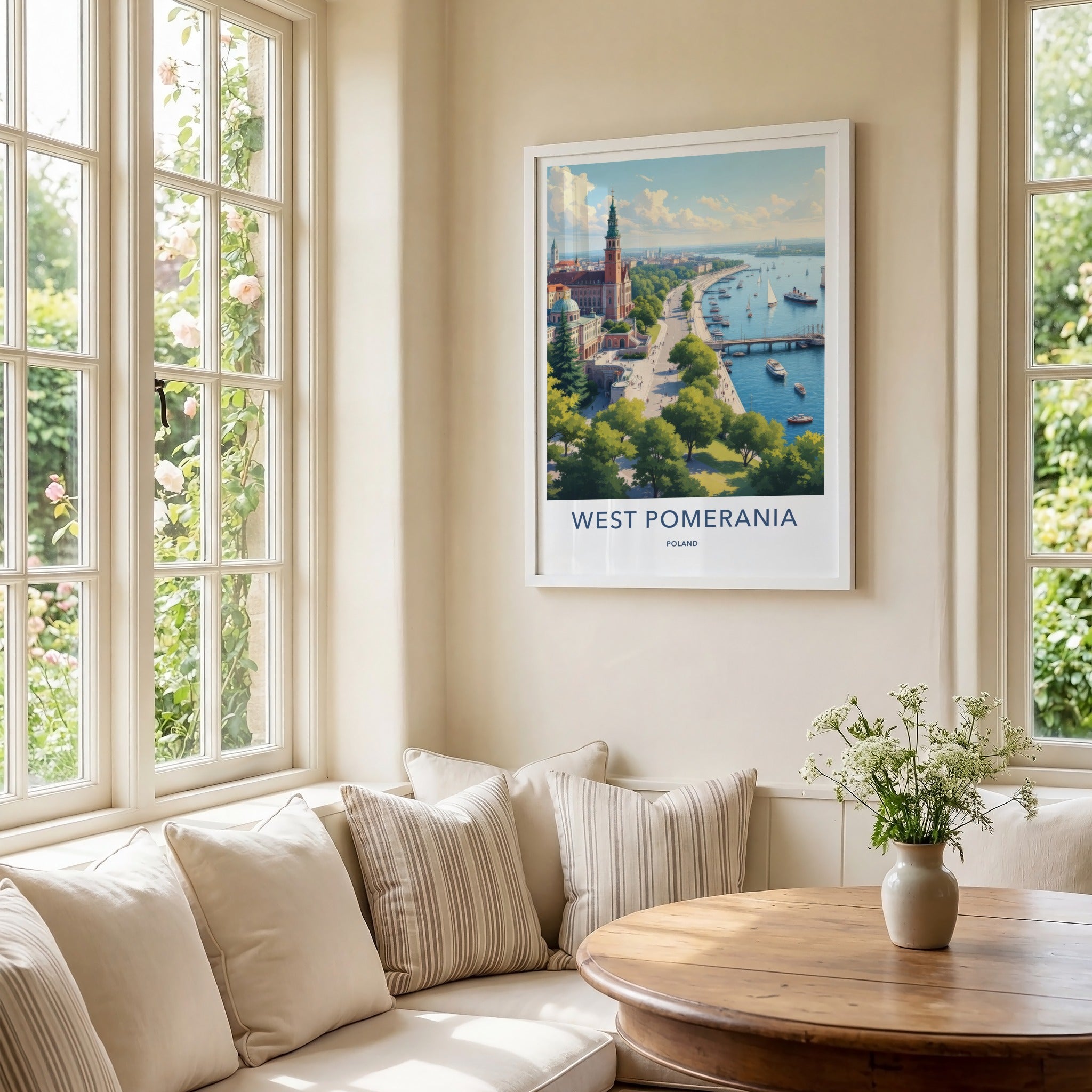 West Pomerania Poster - Poland Travel Art - Historic River City Home Decor