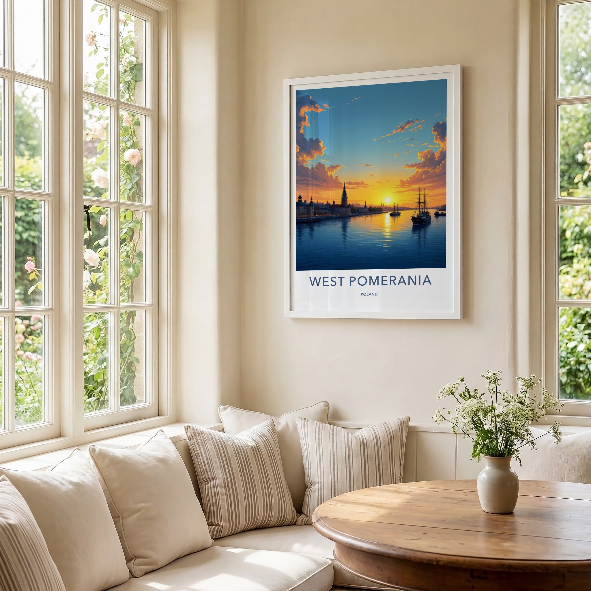 West Pomerania Poster - Poland Travel Print - Vibrant Sunset Harbor Wall Decor