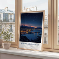 Whanganui-a-Tara Poster - New Zealand Travel Art - Dusk Harbor Cityscape Home Decor