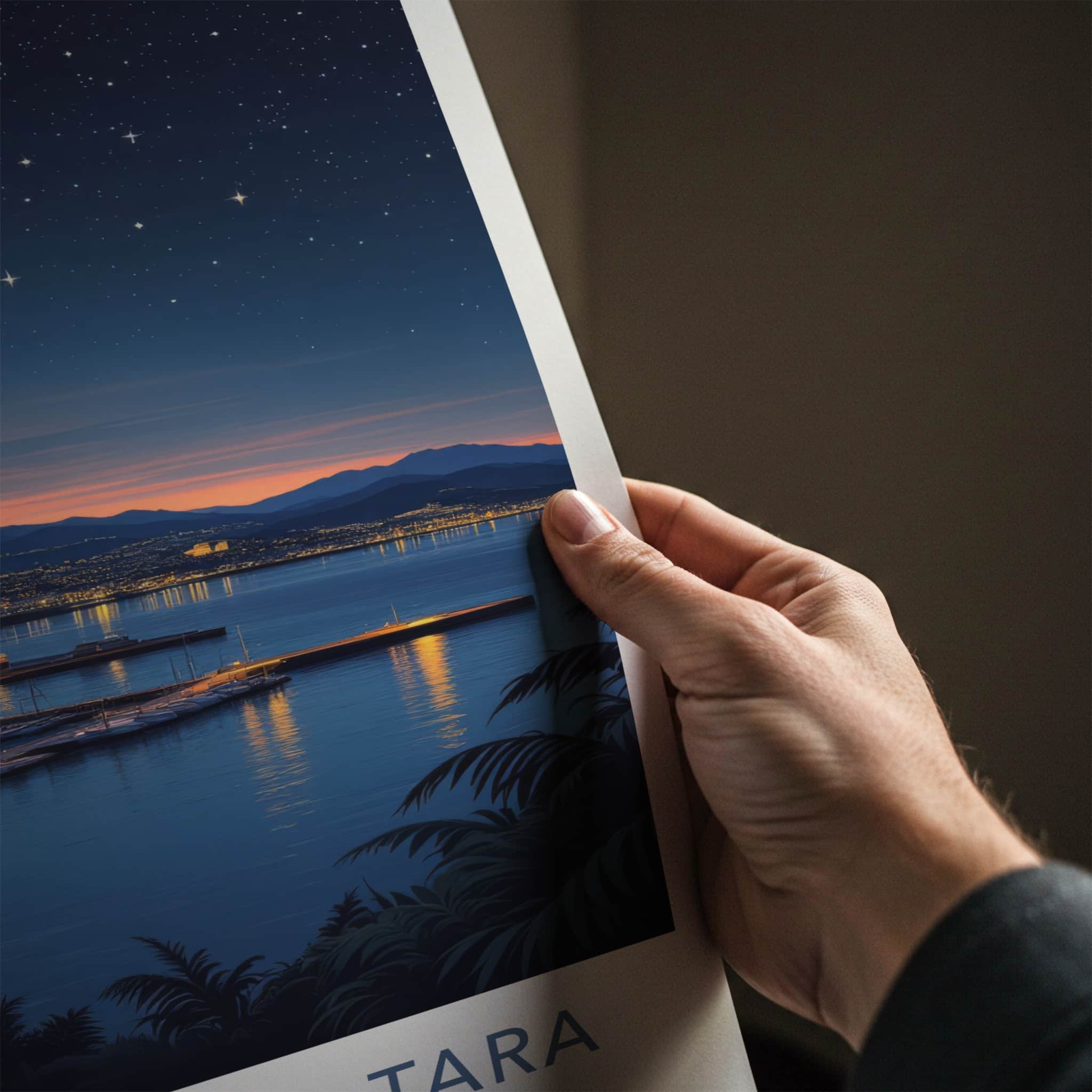 Whanganui-a-Tara Poster - New Zealand Travel Art - Dusk Harbor Cityscape Home Decor
