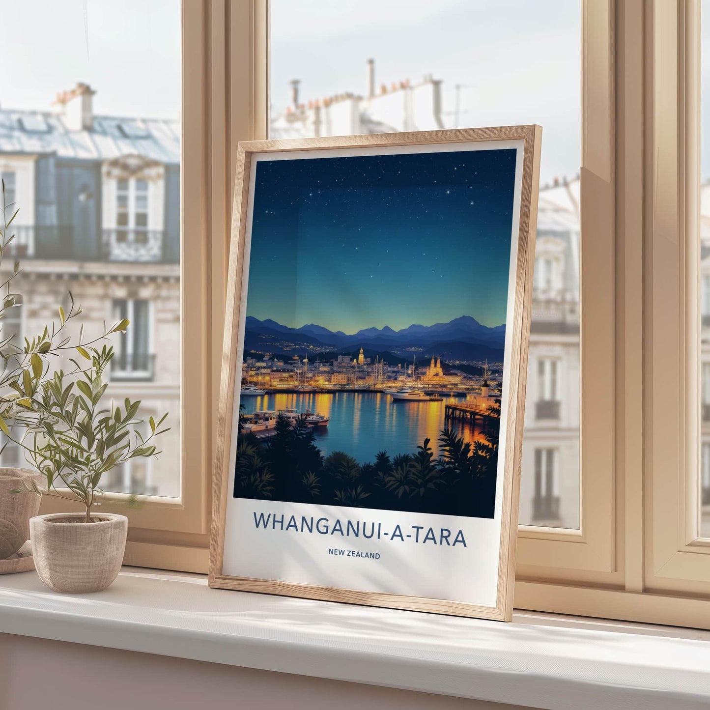 Whanganui-a-Tara Poster - New Zealand Travel Print - Luminous City Harbor Home Decor