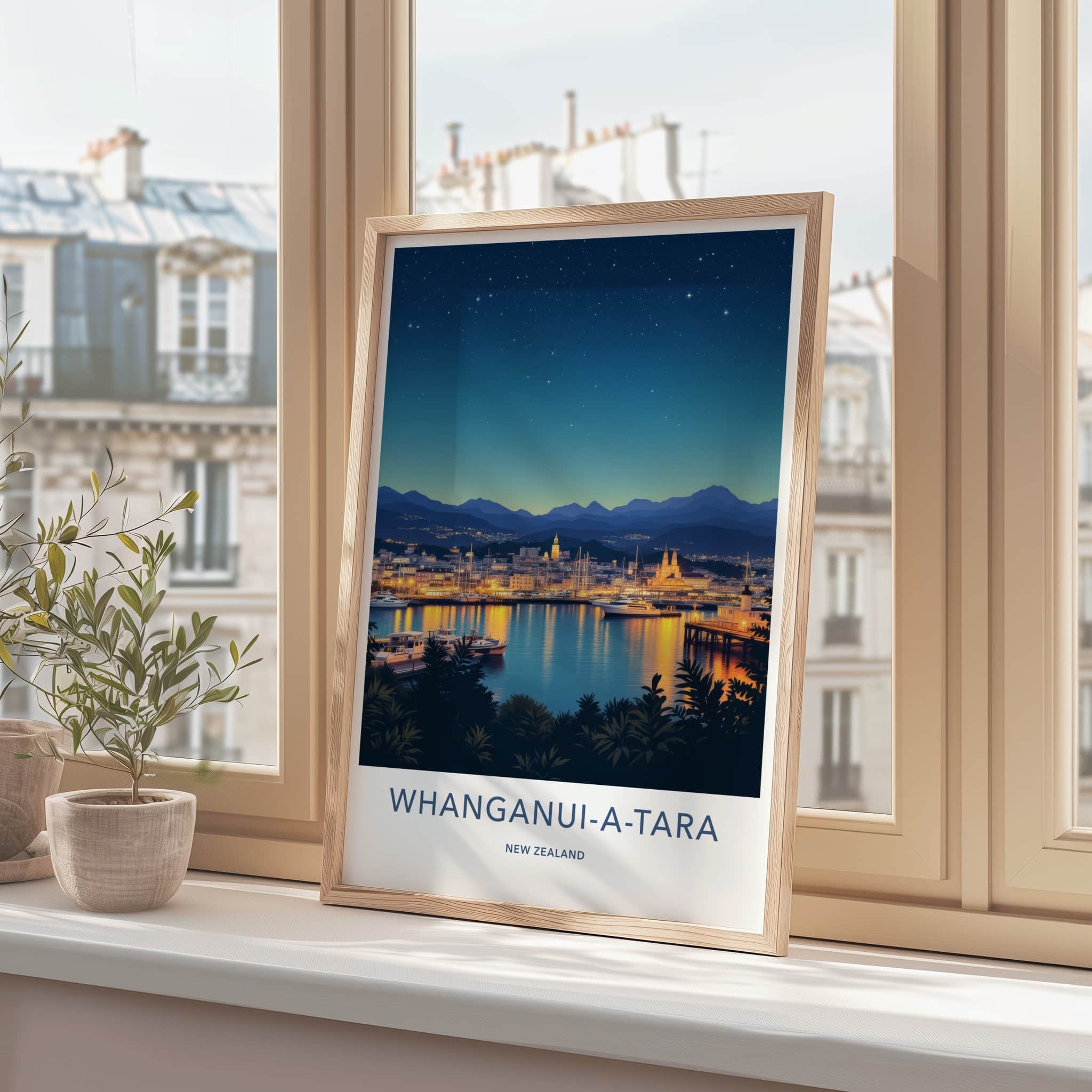 Whanganui-a-Tara Poster - New Zealand Travel Print - Luminous City Harbor Home Decor