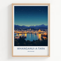 Whanganui-a-Tara Poster - New Zealand Travel Print - Luminous City Harbor Home Decor