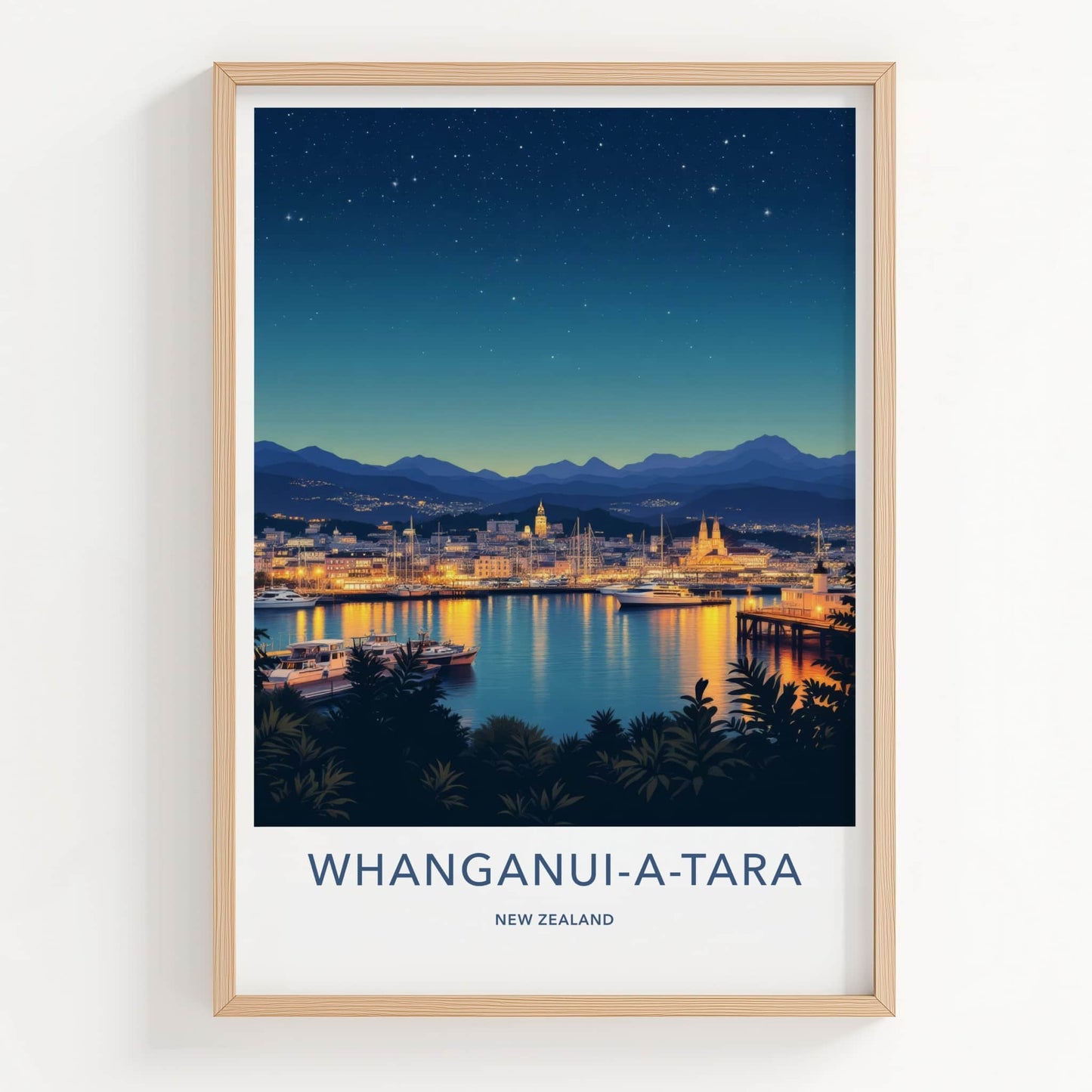 Whanganui-a-Tara Poster - New Zealand Travel Print - Luminous City Harbor Home Decor