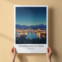 Whanganui-a-Tara Poster - New Zealand Travel Print - Luminous City Harbor Home Decor