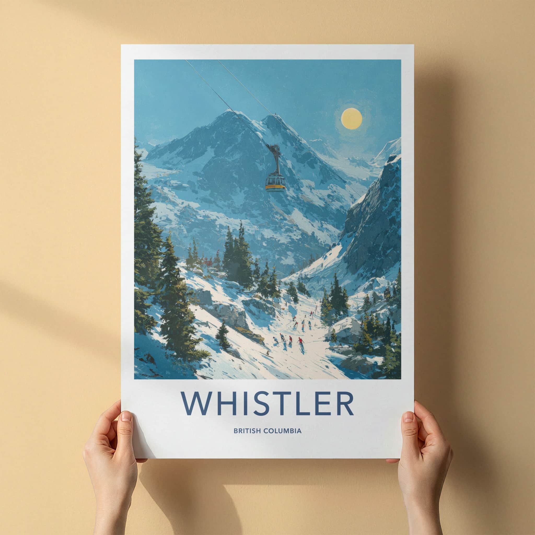 Whistler Poster - British Columbia Art Print - Skiers Snowy Scene Home Decor