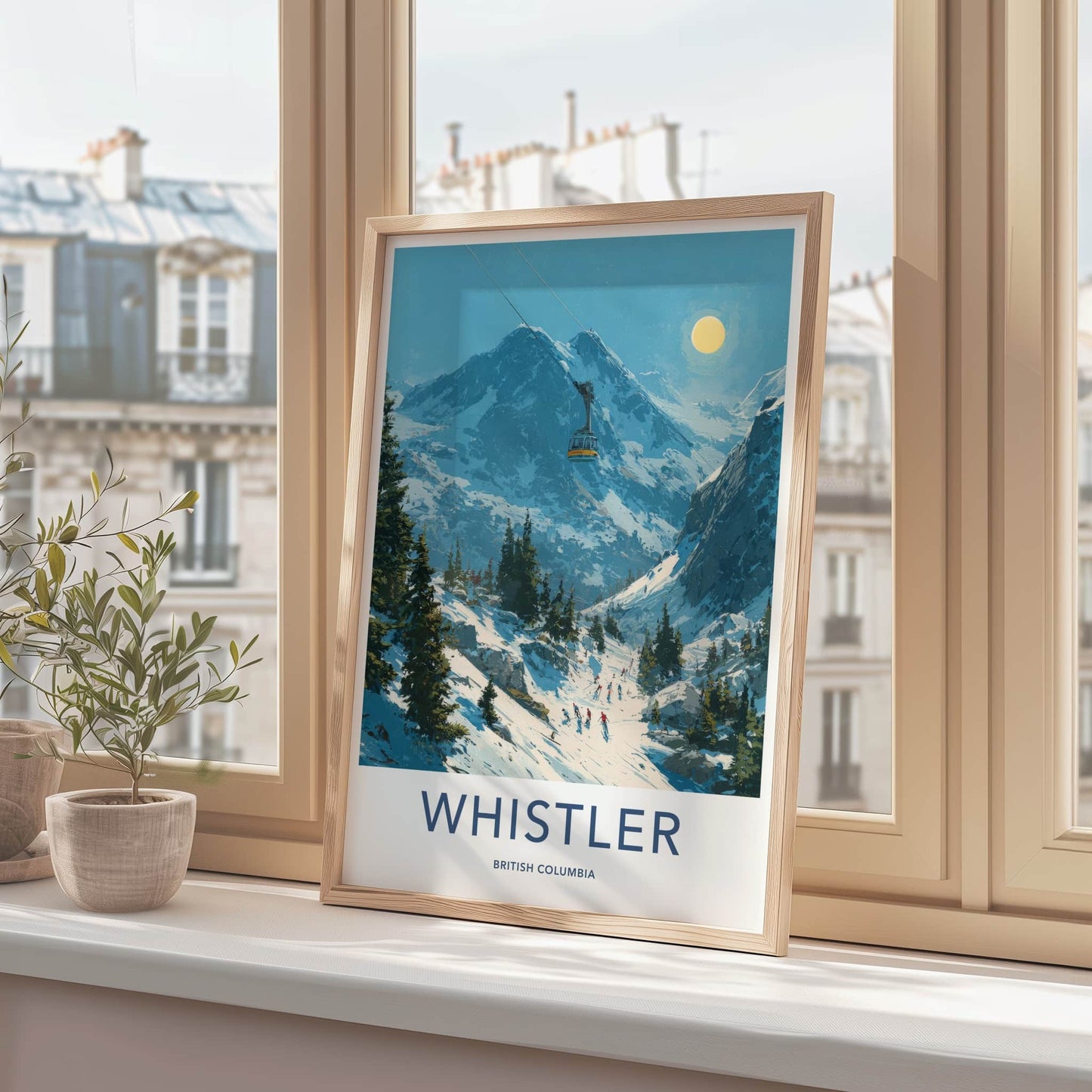 Whistler Poster - British Columbia Art Print - Skiers Snowy Scene Home Decor