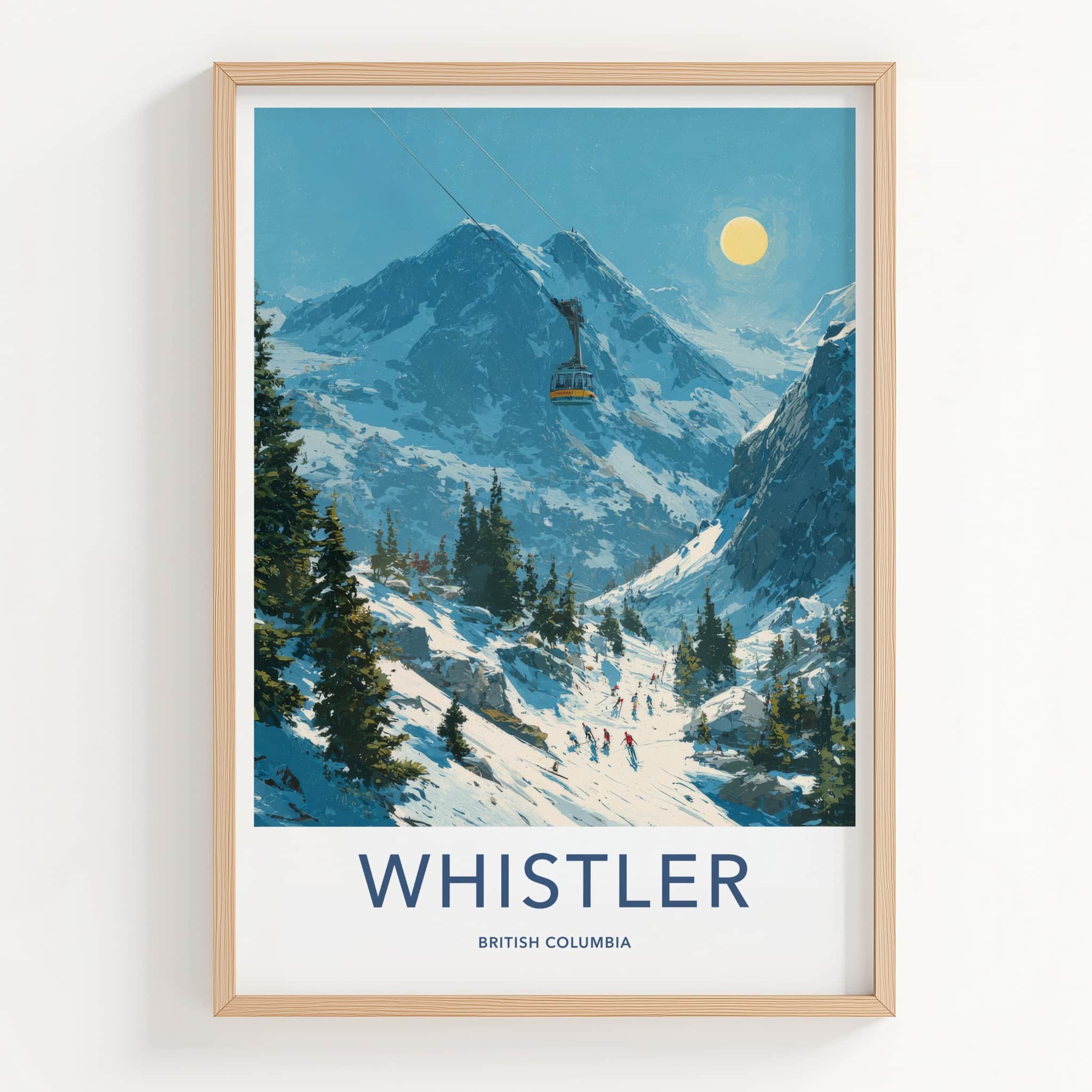 Whistler Poster - British Columbia Art Print - Skiers Snowy Scene Home Decor